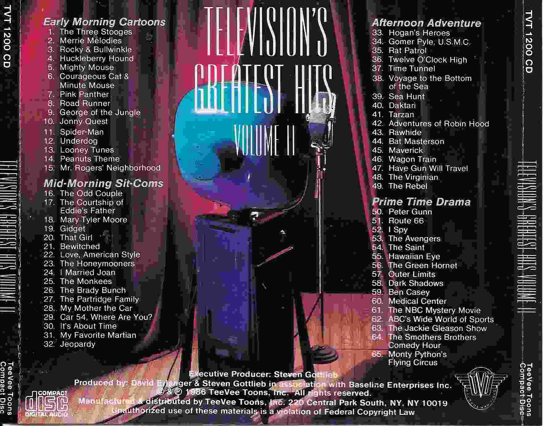 Picture of TVT 1200 CD Television's greatest hits - Volume 2 by artist Various from ITV, Channel 4 and Channel 5 library